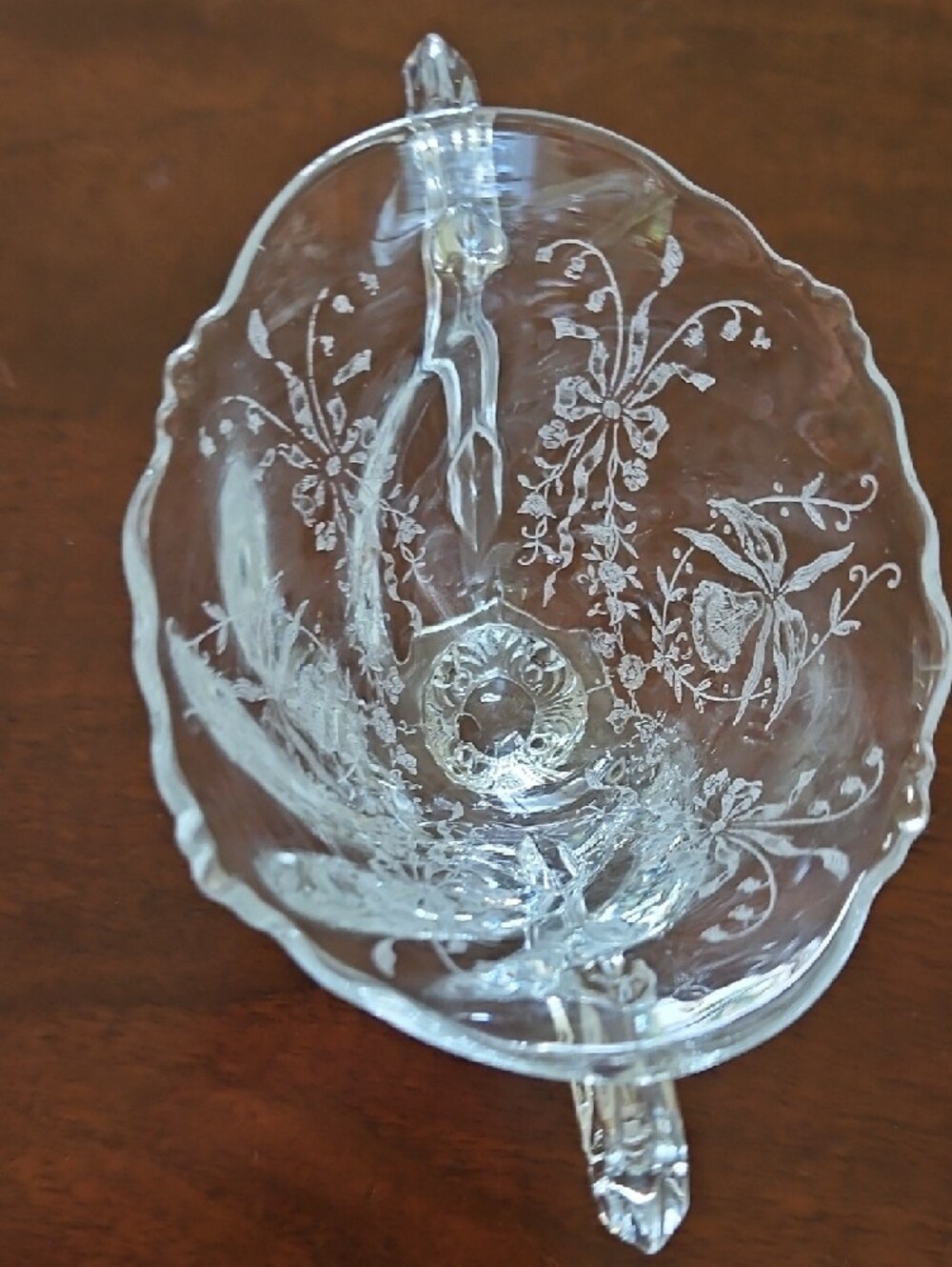 VTG Heisey Etched Orchid Double-Handled Glass Sugar Bowl - Picture 4 of 6